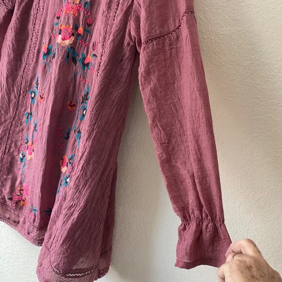 Umgee M Pink Long‎ Sleeve Embroidered Boho Tunic Dress Boho Cottagecore - Picture 7 of 16